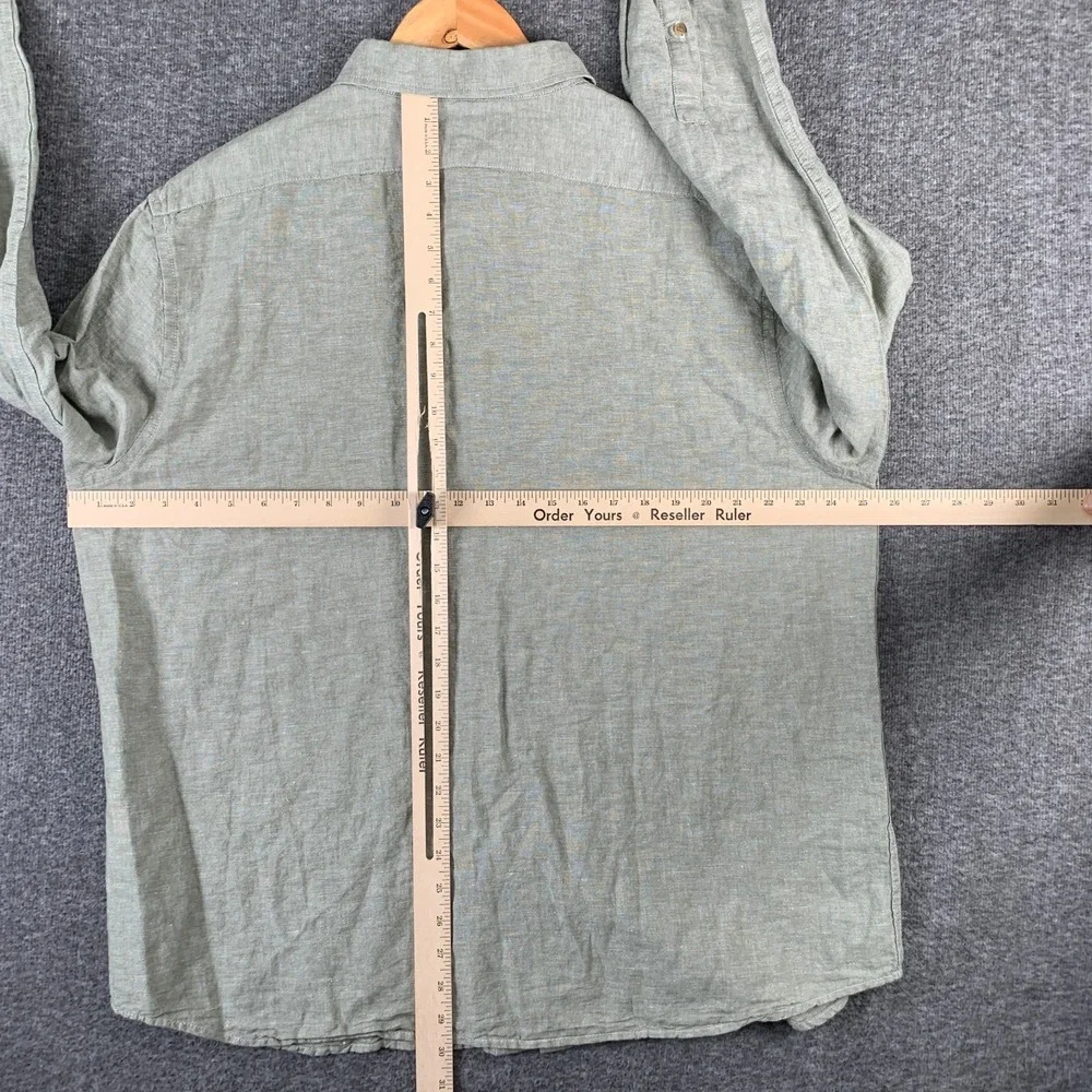 Banana Republic Linen Shirt Men Extra Large Green Bay Leaf Old Money Coastal NEW